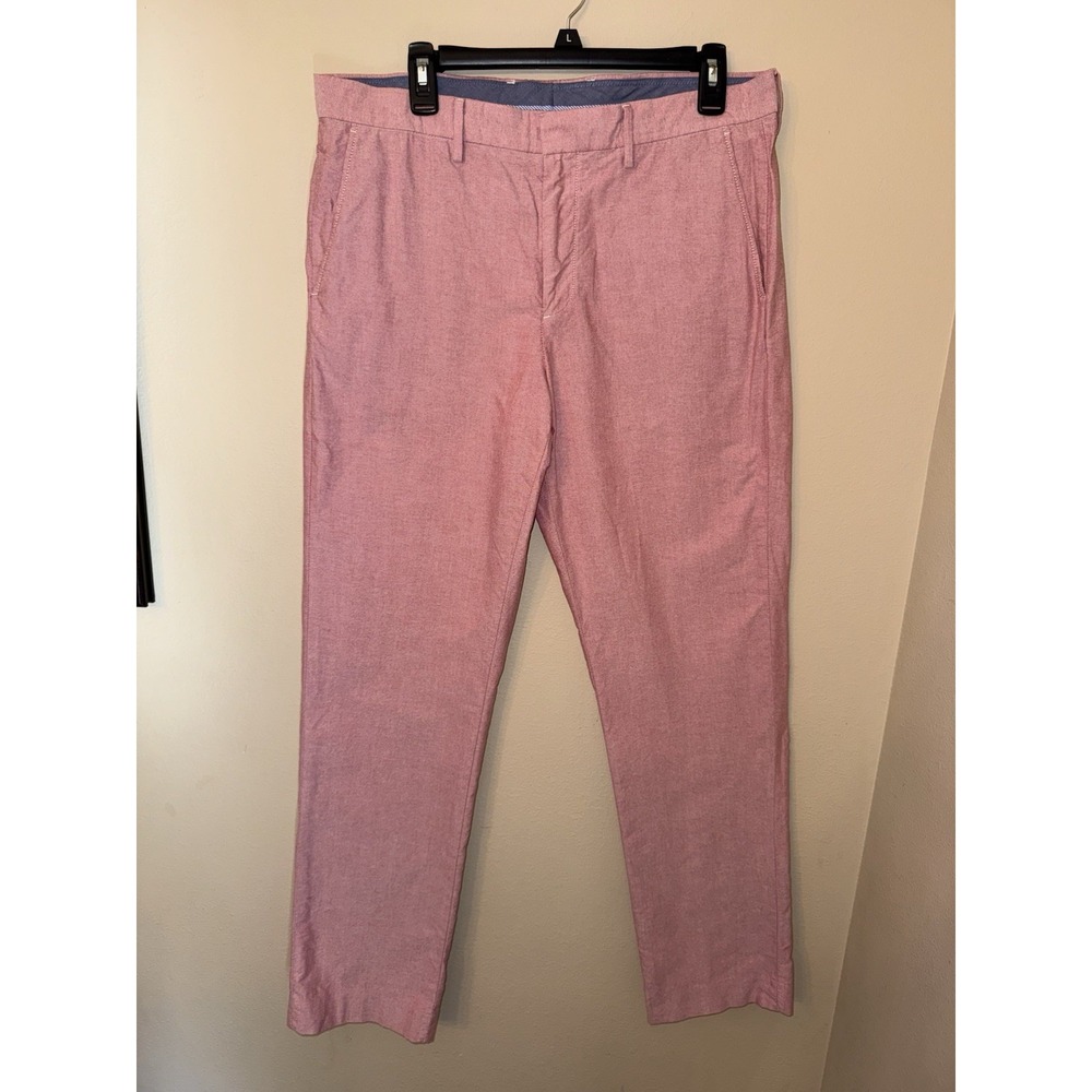 J.Crew Bowery Urban‎ Slim Pink Cotton Dress Pants Mens 34x34 Flat Front Trousers